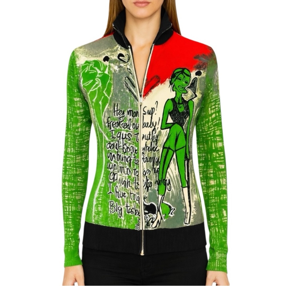 For Dolls Only by Rags Graphic Cardigan Sweater
